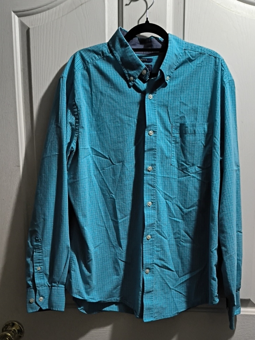 madison james Turquoise Micro-Check Button-Down Shirt